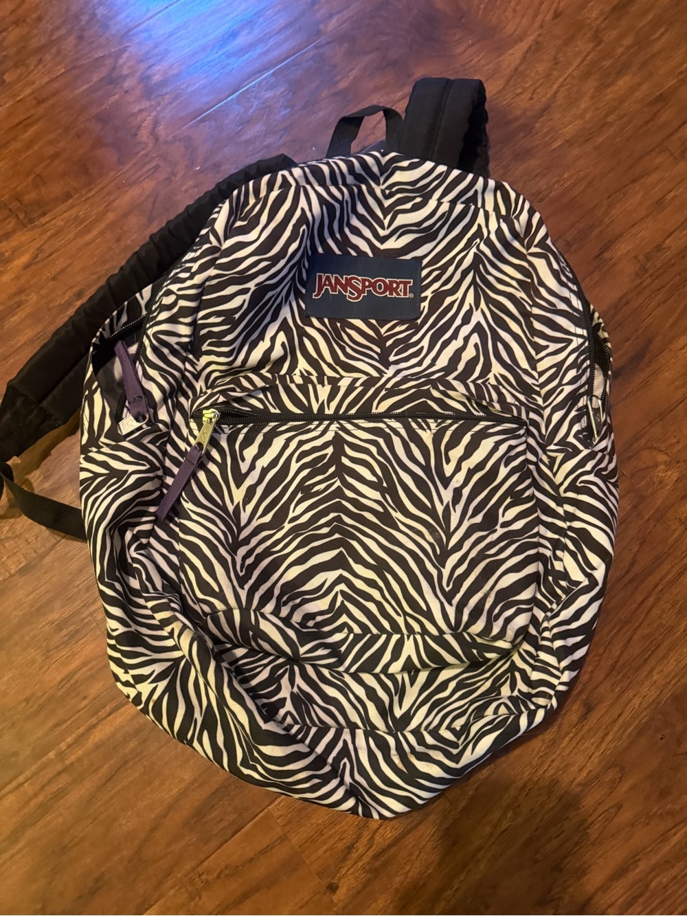 JanSport Zebra Print Black White Backpack School Bag Y2K Animal Print